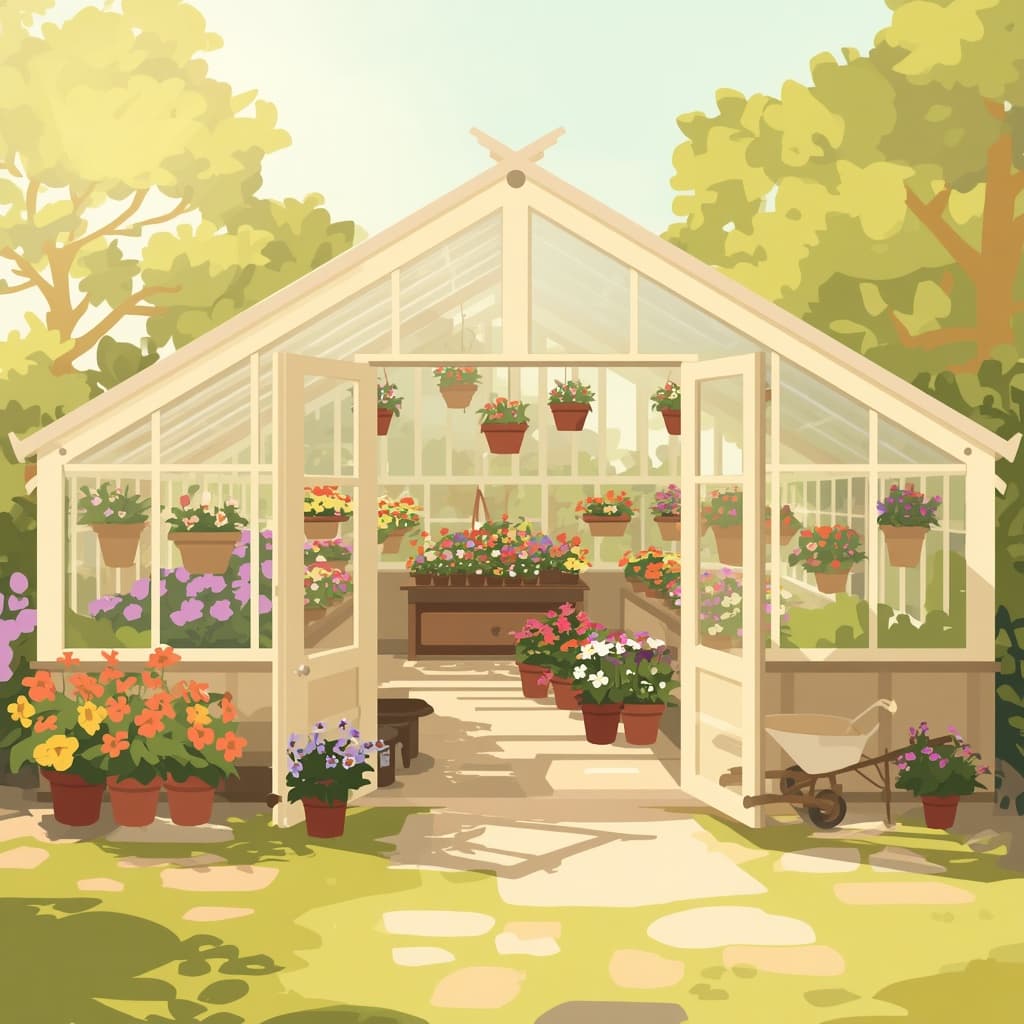 Illustrated view of Plantorium Greenhouse